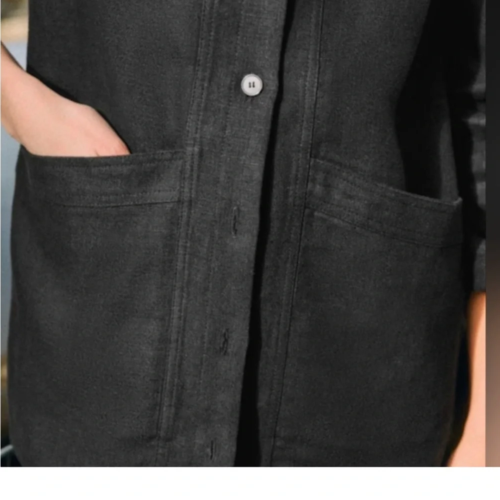 Sezane Will Jacket in black linen size XS - Picture 3 of 7